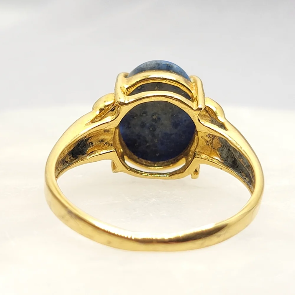 Vintage Lapis Gold Tone Cabochon Ring